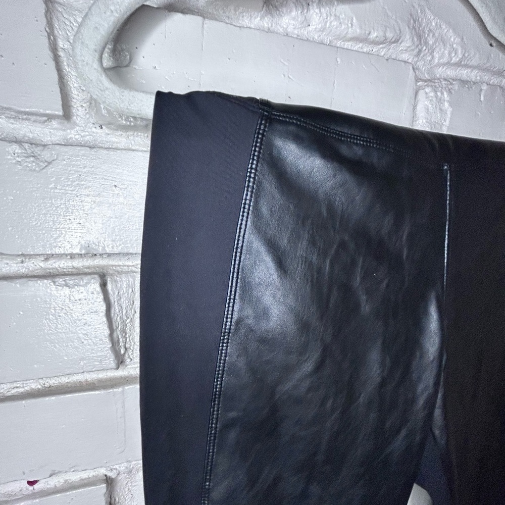Black Two Toned Leather Front Matte Black Backside Athleta Leggings